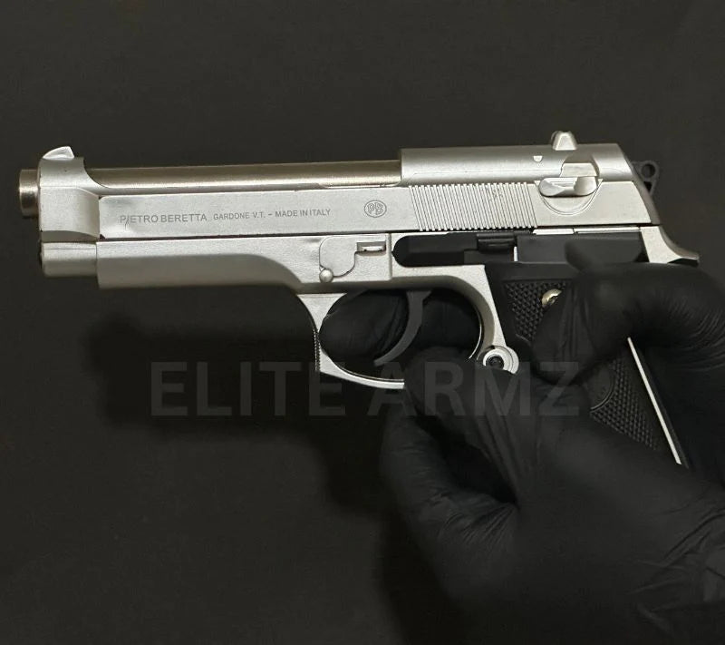 Silver M92 Beretta Airsoft Toy Gun Realistic Design Safe Fun For Play