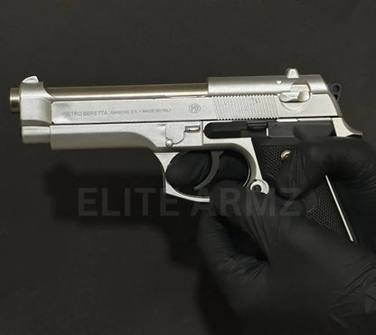 Silver M92 Beretta Airsoft Toy Gun Realistic Design Safe Fun For Play