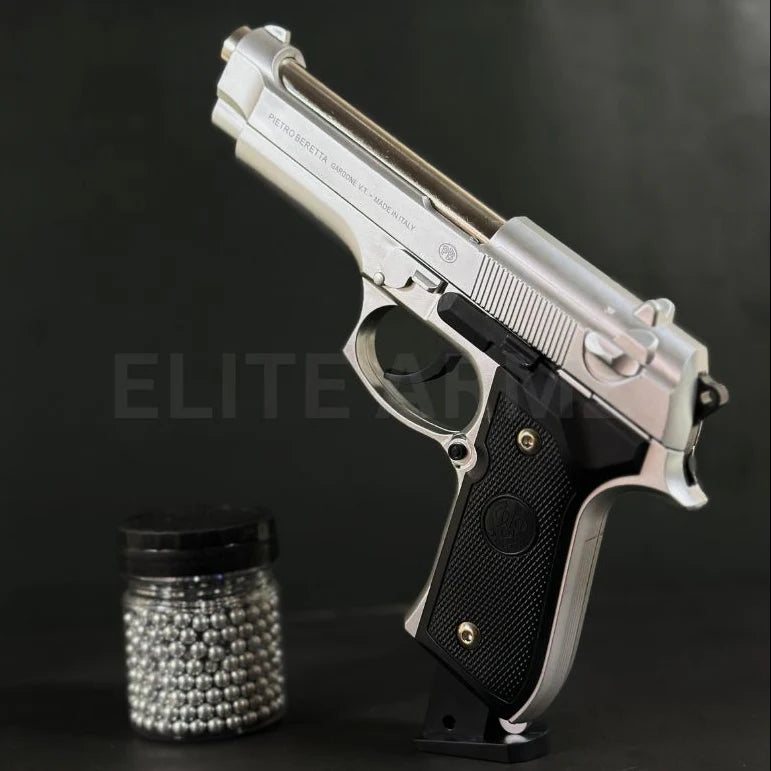 Silver M92 Beretta Airsoft Toy Gun Realistic Design Safe Fun For Play