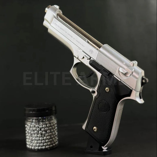 Silver M92 Beretta Airsoft Toy Gun Realistic Design Safe Fun For Play