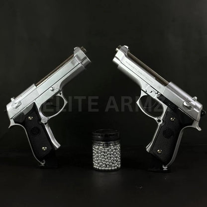 Silver M92 Beretta Airsoft Toy Gun Realistic Design Safe Fun For Play