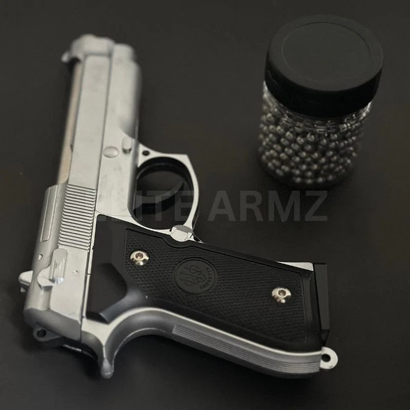 Silver M92 Beretta Airsoft Toy Gun Realistic Design Safe Fun For Play