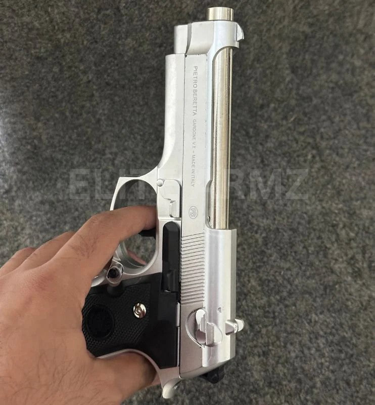 Silver M92 Beretta Airsoft Toy Gun Realistic Design Safe Fun For Play